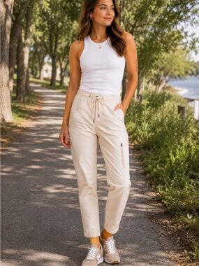Vuori Beige Drawstring Track Joggers